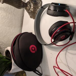 Beats Black and Red Headphones with Case